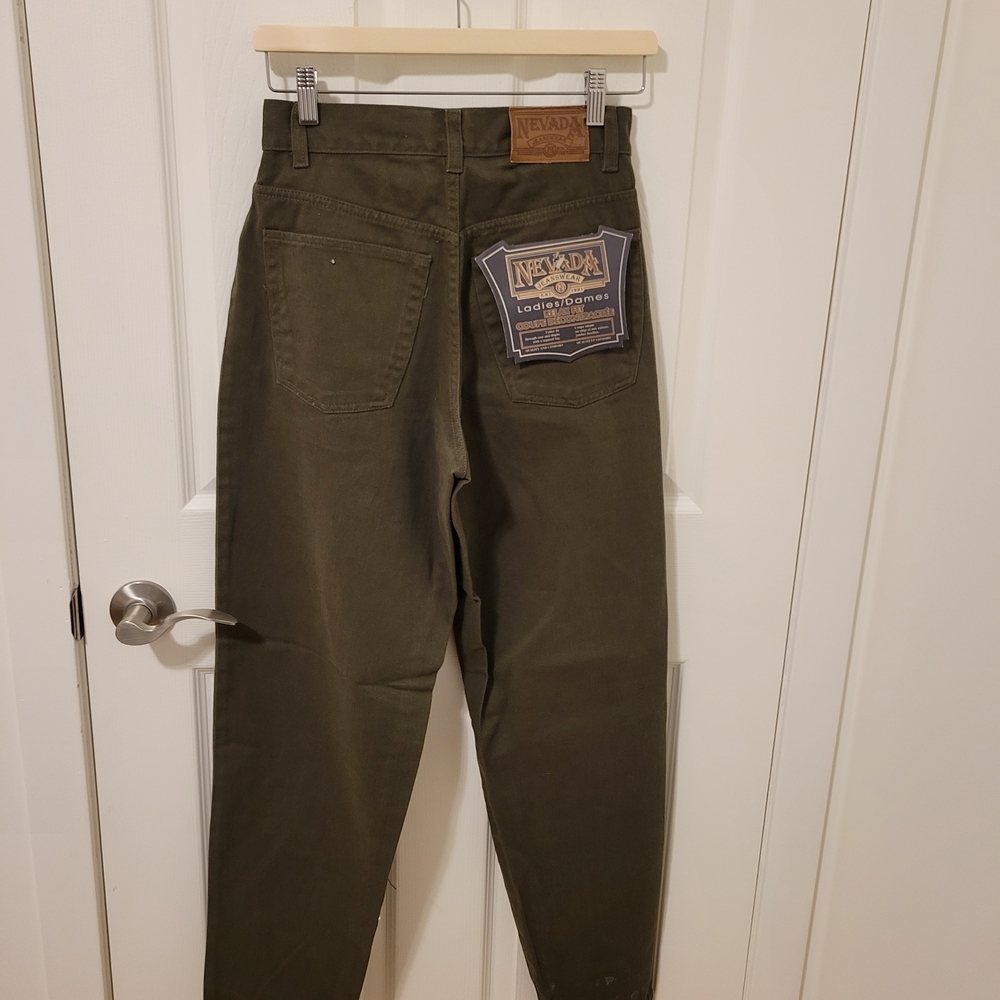 Nevada Olive Green High-Waisted Pants - Picture 2 of 7